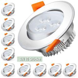 Vingo 10X 3W Kaltweiß led Einbaustrahler Deckenstrahler Einbauleuchten Decke led Deckenspots Spots Deckenleuchte Einbauspots Einbauleuchten für das