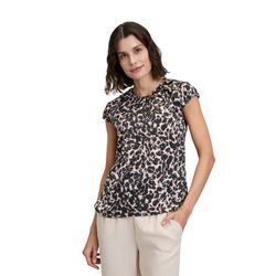 Schlupfbluse BETTY & CO "Betty & Co Schlupfbluse kurzarm", Damen, Gr. 36, beige (nature, schwarz), Obermaterial: 97% Polyester, 03% Elasthan., modisch, figurumspielend normal, Rundhals, Halbarm, Blusen