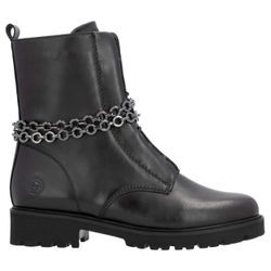 Stiefelette REMONTE, Damen, Gr. 40, schwarz, Leder, unifarben, modisch, Schuhe, Blockabsatz, Boots mit abnehmbarer Zierkette