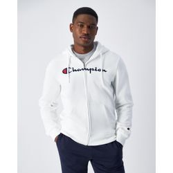 Kapuzensweatjacke CHAMPION "Hooded Full Zip Sweatshirt", Herren, Gr. L (52/54), weiß (wht), Sweatware, Obermaterial: 70% Baumwolle, 30% Polyester, unifarben, sportlich, Sweatjacken