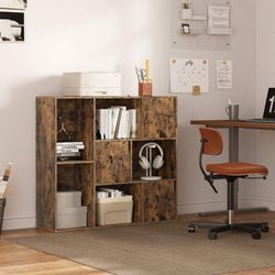 WOLTU Bücherregal, Bücherschrank mit 8 Fächern, Aufbewahrungsregal mit 3 Türen, Aktenregal, Standregal für Wohnzimmer Büro Schlafzimmer, 106x96x30