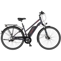 E-Bike FISCHER FAHRRAD "VIATOR 1.0 Trapez 44" Gr. 44, grau (anthrazit), E-Bikes, 44cm, 28 Zoll (71,12cm), Pedelec, Elektrofahrrad für Damen u. Herren