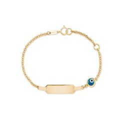 Goldarmband AMOR "Evil Eye, 2014331", bunt (gelbgoldfarben, blau, schwarz, weiß, blau), Armbänder, Mädchen, Gelbgold 375, mit Glasstein