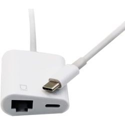 USB-C-zu-Ethernet-Adapter, USB-Typ-C-zu-Gigabit-Ethernet-Adapter mit Ladeanschluss, Thunderbolt 3-zu-RJ45-LAN-Adapter