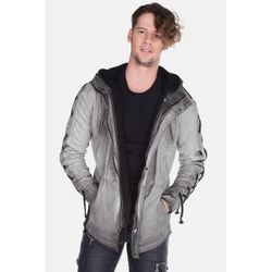 Outdoorjacke CIPO & BAXX "Jacke", Herren, Gr. L, grau (anthrazit), 100% Baumwolle, bedruckt, Basic, regular fit normal, Langarm, Jacken, mit Rückendetail, CJ-183