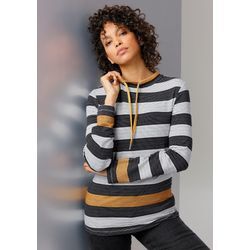 Sweatshirt CREATION L PREMIUM Gr. 50, bunt (schwarz, ocker, gestreift) Damen Sweatshirts