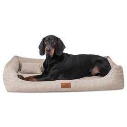 Tierlando ® WILLIAM Couture - Orthopädisches Hundebett | Bequemes Hundesofa beige 1,1 m, 22 cm, 85 cm