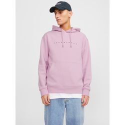 Kapuzensweatshirt JACK & JONES "JJESTAR JJ SWEAT HOOD NOOS", Herren, Gr. S, pink (pink nectar), angeraute Sweatware, Obermaterial: 70% Baumwolle, 30% Polyester, bedruckt, modisch, relaxed fit taillenbedeckt, Rundhals, Sweatshirts, mit Logo Print im 3D Look