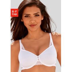 Minimizer-BH LASCANA, Damen, Gr. 100, Cup D, weiß, Microtouch, Spitze, Spacer, Obermaterial: 87% Polyamid, 13% Elasthan, feminin, BHs, mit Spacer-Schalen und Bügel, Basic Dessous