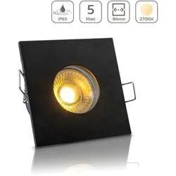 Einbauspot IP65 eckig - Abdeckring: schwarz - LED Leuchtmittel: GU10 5W warmwei...