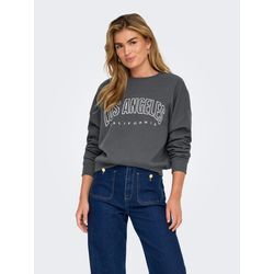 Sweatshirt ONLY "ONLSWEAT L/S CREW OVERSIZE STATE SWT", Damen, Gr. M (38), ombre blau print:los angeles, california, Sweatware, Obermaterial: 60% Baumwolle, 40% Polyester, bedruckt, modisch, loose fit, Rundhals, Langarm Rippbündchen, Sweatshirts