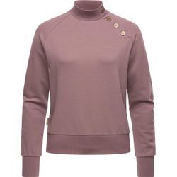 Sweatshirt RAGWEAR "Majjorka Solid", Damen, Gr. 4XL (48), lila (mauve), Sweatware, Material: 70% Baumwolle, 30% Polyester, casual, oversize hüftlang, hoch geschlossener Ausschnitt, Langarm Ärmel ohne Ärmelschlitz Rippbündchen, Sweatshirts, Damen Langarmshirt mit Rippbündchen und Zierknöpfen