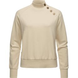 Sweatshirt RAGWEAR "Majjorka Solid", Damen, Gr. 4XL (48), beige (ecru), Sweatware, Material: 70% Baumwolle, 30% Polyester, casual, oversize hüftlang, hoch geschlossener Ausschnitt, Langarm Ärmel ohne Ärmelschlitz Rippbündchen, Sweatshirts, Damen Langarmshirt mit Rippbündchen und Zierknöpfen