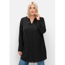 Longbluse mit Passe und Raffungen hinten, schwarz, Gr.52