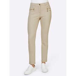 Stretch-Hose HEINE Gr. 34, Normalgrößen, beige (sand), Damen, 48% Baumwolle, 45% Polyester, 7% Elasthan, Miedereinsatz:15% Elasthan, 85% Polyamid, unifarben, Hosen