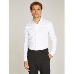 Langarmhemd CALVIN KLEIN "POPLIN HP EXTRA SLIM SHIRT", Herren, Gr. 39, N-Gr, weiß, Web, Obermaterial: 97% Baumwolle, 3% Elasthan, unifarben, casual, slim fit, Langarm, Hemden, mit Logostickerei