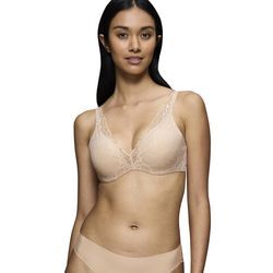 Schalen-BH TRIUMPH "Body Make-Up Illusion Lace WP" Gr. 70, Cup D, nude beige, Damen, Obermaterial: 51% Polyamid, 35% Polyester, 14% Elasthan, unifarben, leicht glänzend, BHs, Stretch-Spitze