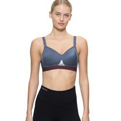 Sport-BH TRIACTION BY TRIUMPH "Gravity Lite P EX" Gr. 75, Cup D, blau (crown blau), Damen, Single Jersey, Obermaterial: 47% Polyester, 33% Polyamid, 20% Elasthan, unifarben, kontrastfarbene Details, leicht glänzend, BHs, Spacer