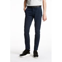 Chinohose LINDBERGH, Herren, Gr. 38, Länge 34, blau (navy), Stoff, Obermaterial: 98% Baumwolle, 2% Elasthan, casual, slim fit normal, Hosen, mit Gürtel und Stretch