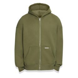 Sweatjacke DROPSIZE "Dropsize Herren Bazix Republiq Super Heavy Rib Zipper", Herren, Gr. L, grün (olive), 80% Baumwolle, 20% Polyester, unifarben, Langarm, Sweatjacken