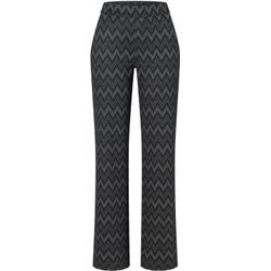 Bootcuthose MAC "CHIARA", Damen, Gr. 36, Länge 34, light ash grau zig zag, Flanell, Obermaterial: 70% Polyester, 25% Viskose, 5% Elasthan, casual, bootcut fit, Hosen, Bootcut-Form in figurbetonter Form