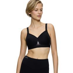 Sport-BH TRIACTION BY TRIUMPH "Gravity Lite P EX", Damen, Gr. 85, Cup E, schwarz, Single Jersey, Obermaterial: 47% Polyester, 33% Polyamid, 20% Elasthan, unifarben, kontrastfarbene Details, leicht glänzend, sportlich, körpernah, BHs, Spacer