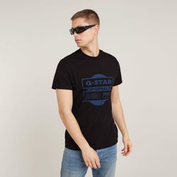 T-Shirt G-STAR "Originals Underground", Herren, Gr. L, schwarz (dk schwarz), Jersey, Obermaterial: 100% Baumwolle, bedruckt, casual, regular fit, Rundhals, Kurzarm abgesteppte Kante, Shirts