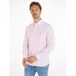 Langarmhemd TOMMY HILFIGER "HERITAGE OXFORD STRIPE RF SHIRT", Herren, Gr. L, N-Gr, pink (classic pink, weiß), Web, Obermaterial: 100% Baumwolle, gestreift, casual, regular fit, Langarm 2-Knopf-Manschette, Hemden