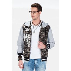 Outdoorjacke CIPO & BAXX "Jacke" Gr. L, grün (khaki), Herren, 97% Baumwolle;3% Elasthan, tarnfarben, Jacken, Statement-Applikation auf dem Rücken, CJ-215