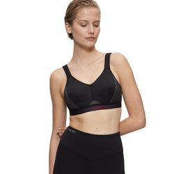 Sport-BH TRIACTION BY TRIUMPH "Triaction Cardio Flow P EX" Gr. 100, Cup D, schwarz, Damen, Microtouch, Obermaterial: 57% Polyester, 28% Polyamid, 15% Elasthan (LYCRA), BHs, der leichteste Sport-BH der Welt, Basic Dessous