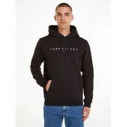 Kapuzensweatshirt TOMMY JEANS PLUS "TJM REG LINEAR LOGO HOODIE EXT" Gr. 4XL, schwarz, Herren, Obermaterial: 80% Baumwolle, 20% Polyester, Sweatshirts, hoher Tragekomfort, Große Größen