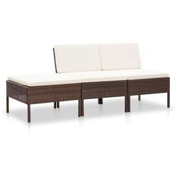 3-tlg. Garten-Lounge-Set mit Auflagen Poly Rattan Braun Vidaxl