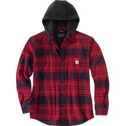 Carhartt Flannel-Fleece, Kapuzen-Hemd/Jacke Rot/Schwarz (R09) XXL male