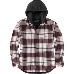 Carhartt Flannel-Fleece, Kapuzen-Hemd/Jacke Beige/Dunkelrot (W03) S male