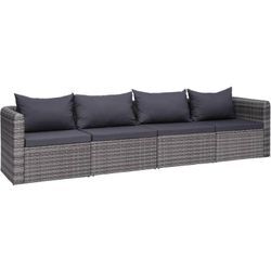 Vidaxl - 4-tlg. Garten-Sofagarnitur mit Kissen Grau Poly Rattan