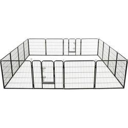 Vidaxl - Hunde-Laufstall 16 Panels Stahl 80x80 cm Schwarz