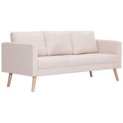 Vidaxl - 3-Sitzer-Sofa Stoff Cremeweiß