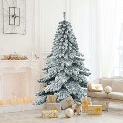 180cm künstlicher Weihnachtsbaum mit Schnee, klappbarer Christbaum mit Metallstaender, grosse Dicke Nadeln, naturgetreues üppiges Design, pvc - Goplus