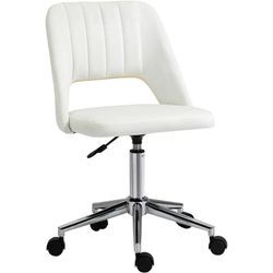 Vinsetto Schreibtischstuhl, Höhenverstellbar Homeoffice Stuhl ohne Armlehne, drehbar Bürostuhl mit Samtoptik, Ergonomisch Schminkstuhl für