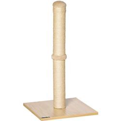 Pawhut - Kratzstamm für Katzen Kratzsäule aus Sisal stabiler Kratzbaum Kratz Spielzeug Katze mit Ball 60 cm Spanplatte Sisal Beige+Eiche 34 x 34 x 60