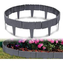 Uisebrt - 70Pcs Rasenkante Kunstoff 17.5m Beeteinfassung Steinoptik Palisade Beetumrandung Mähkante Gartenzaun für Garten Border Blumenbeet, LxH