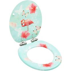 WC-Sitz Toilettensitz,Klobrille mit Soft-Close-Deckel MDF Flamingo-Design FSW46238