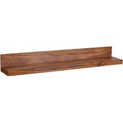 Wandregal Massivholz Sheesham Holzregal Landhausstil Hängeregal Wandboard Naturprodukt Regal Größe wählbar - Finebuy