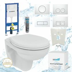 Hsi-expert - Geberit Vorwandelement + Ideal Standard Eurovit wc spülrandlos + Drückerplatte + WC-Sitz Delta 15