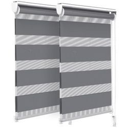 VOUNOT 2er Set Doppelrollo klemmfix ohne Bohren, Duo Rollo Klemmrollo für Fenster und Tür, 50x150 cm, Grau