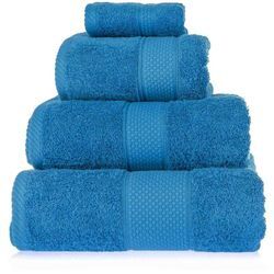 HOMESCAPES Frottee Handtuch Set 4tlg 100% Baumwolle azurblau