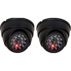 2 Stück Dummy Dome Kamera Fake Dummy Wireless Kamera CCTV Sicherheit Innenüberwachung mit roter LED, Schwarz