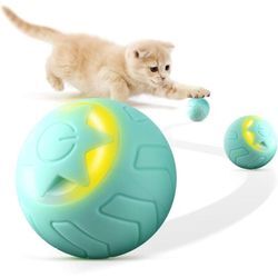 Baytion Interaktiver Katzenball, intelligentes, automatisch rollendes Katzenspielzeug für den Innenbereich mit farbwechselndem LED-Licht, 2 Modi,