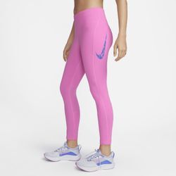 Nike Fast 7/8-Lauf-Leggings mit mittelhohem Bund und Taschen für Damen - Rot