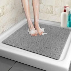 Rutschfeste Duschmatte, 60 x 60 cm, weiche, komfortable Sicherheits-Badematte mit Ablauflöchern, PVC-Massage-Duschmatte für Nassbereiche, schnell